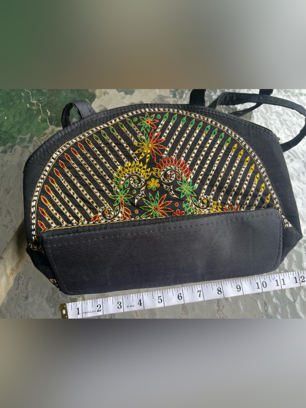 Black Floral Pattern Women’s Handbag - Picture 5 of 7